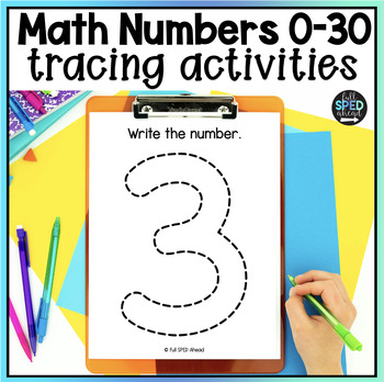 Preview of Tracing Math Numbers 0-30 Work Task Fine Motor Skills Centers Special Education