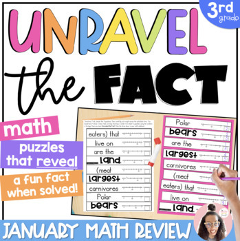 Preview of 3rd Grade Math Spiral Review {JANUARY} | 3rd Grade Math Worksheets | Fun Facts