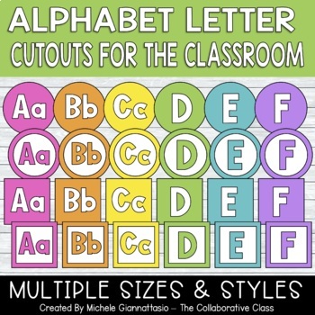 Preview of Alphabet Letter Cutout Labels for Word Wall or Bins | Brights