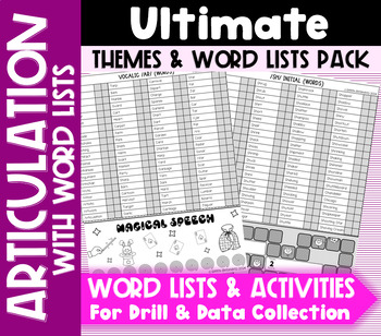Preview of Articulation Word Drill: Themed Reinforcer Activity Pages for Speech - No Prep!