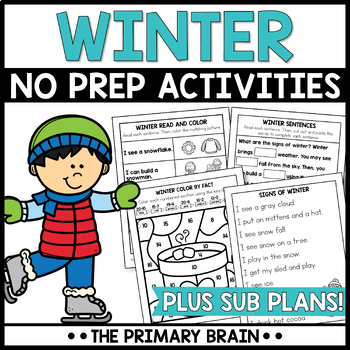 Preview of Winter NO PREP Activities | Thematic Unit Study with Sub Plans