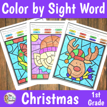 color by sight word christmas 1st grade