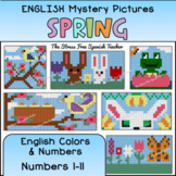 ENGLISH Color By Number SPRING Mystery Pictures elementary