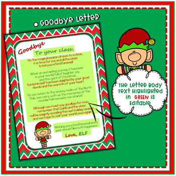 Christmas Elf Arrival Welcome and Goodbye Letter for Class | Letter ...
