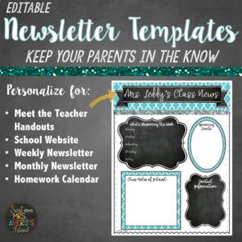 Preview of Meet the Teacher - Class Newsletters Shabby Chic