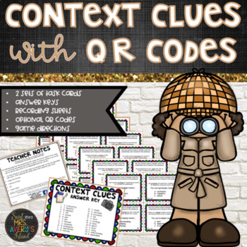 Preview of Context Clues Task Cards with Optional QR Codes