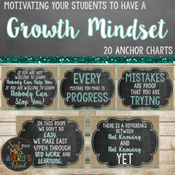 Preview of Farmhouse Growth Mindset Posters - Editable
