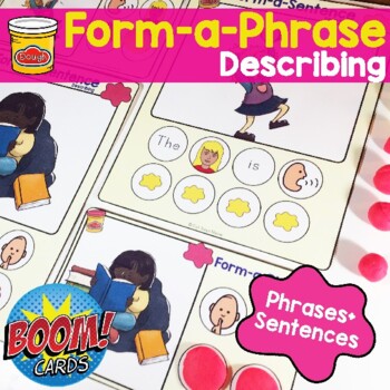 Preview of Form-a-Phrase Dough Mats: DESCRIBING! MLU: Phrases + Sentences with Boom Cards!
