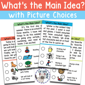 Preview of Main Idea with Picture Choices; Comprehension + NO PRINT (Distance Learning)