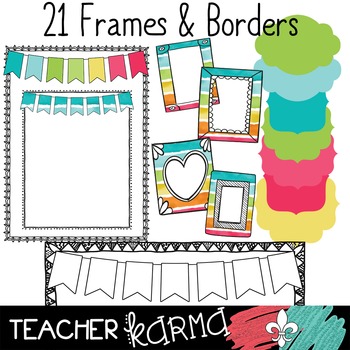 Seller's Kit: Rainbow Clipart * Papers * Buntings * Frames * Borders