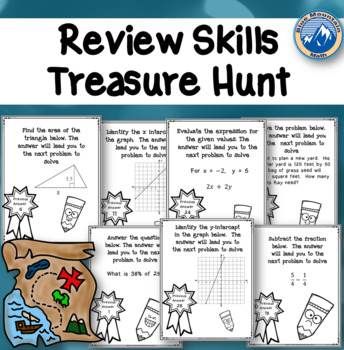 Preview of Math Skills Review Treasure Hunt