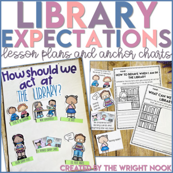 Preview of Library Behavior Management with Library Rules and Expectations Lesson & Poster