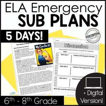 Preview of Middle School ELA Curriculum | Emergency Sub Plans for 6th, 7th, 8th