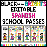 Black and Brights Spanish Editable School Passes