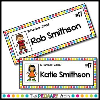 rainbow name tags editable by the primary brain tpt