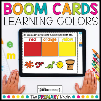Preview of Colors Boom Cards™ Distance Learning | Color Sorting Task Cards