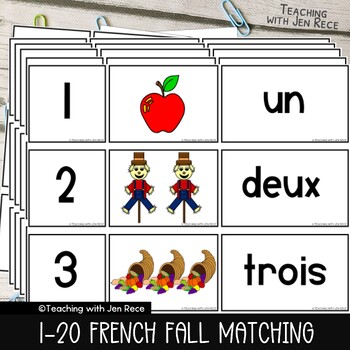 Preview of Fall French Matching Number Word Puzzles
