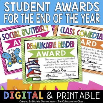 Preview of Student Awards for the End of the Year | Printable & Digital