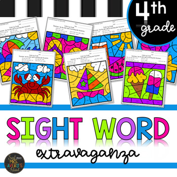 Preview of Fourth Grade Summer Themed Sight Word Color by Code End of the Year Activities