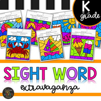 Preview of Kindergarten Summer Themed Sight Word Color by Code End of the Year Activities