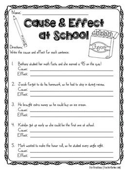 Cause & Effect Printables for Test Prep by Teacher Karma | TPT