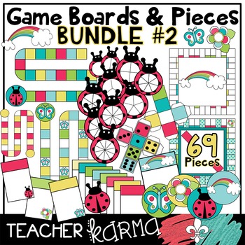 Preview of Game Boards & Pieces  BUNDLE #2, Clipart, Rainbow