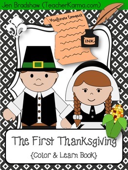 Preview of The First Thanksgiving Color & Learn Booklet