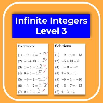 Preview of **500 Worksheets! ** Infinite Integers 3 - Add & Subtract Integers, Mental Pic