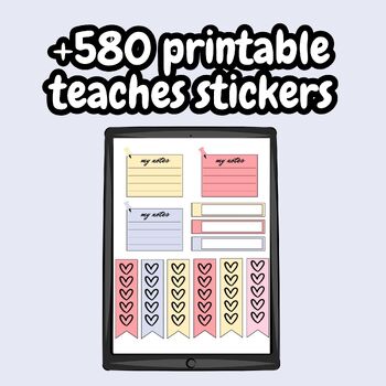 Preview of +580 printable teaches stickers , Digital Planner Stickers for Teacher