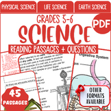 (5th-6th Grade) Science Reading Comprehension Passages and Questions Bundle