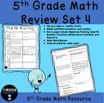 Preview of  5th Grade Daily Math Spiral Review for Test Prep Set 4