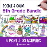Preview of 5th Grade Doodle Math BUNDLE | Twist on Color by Number Worksheets | Sub Plans
