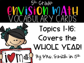 Preview of (5th Grade) Envision Math Vocabulary Posters: Topics 1-16 BUNDLE!