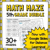Preview of ⭐ 5th Grade Math Maze Bundle⭐ PDFs & GOOGLE SLIDES DISTANCE LEARNING