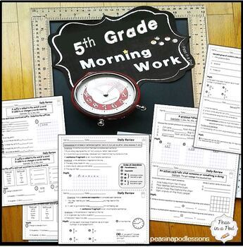Preview of Fun Summer School Morning Work 5th Grade Packet Math ELA Spiral Review June +