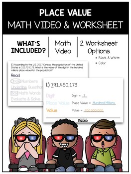 Preview of 5.NBT.1 Place Value Math Video and Worksheet