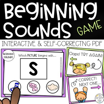 Preview of Beginning Sounds DIGITAL Interactive PDF Assessment Game Distance Learning