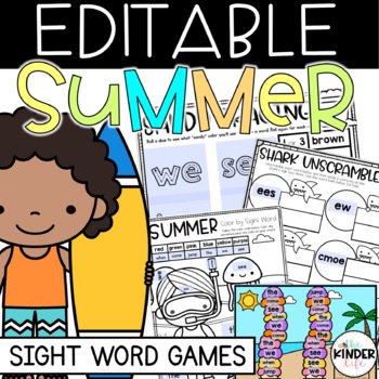 Editable Sight Word Games | Summer Word Activities | TPT