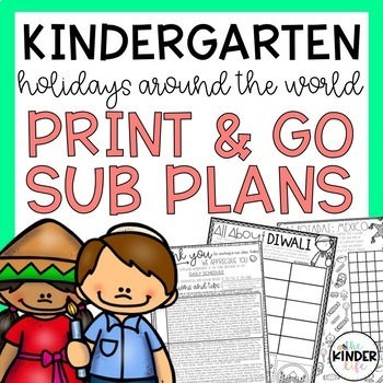 Preview of Kindergarten Holidays Around the World Emergency Sub Plans | NO PREP Lessons