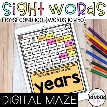 Preview of Interactive PDF Sight Words Mazes Second 100 *101-150 Distance Learning