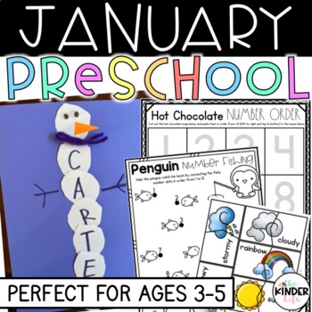 Preview of January Preschool Winter Activities | Snowmen Penguins Homeschool Activities