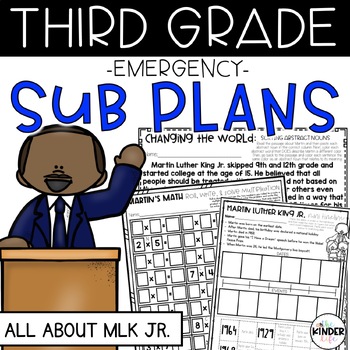 Preview of Martin Luther King Jr Third Grade Emergency Sub Plans | No Prep Lesson Plans 3rd