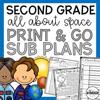 Preview of Second Grade February Emergency Sub Plans | Planets Space Substitute Plans