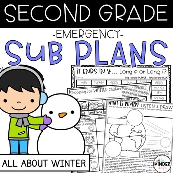 Preview of Second Grade January Substitute Plans | No Prep Winter Emergency Sub Plans