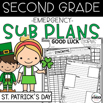Preview of St Patrick's Day Second Grade Emergency Sub Plans | March No Prep Plans for 2nd