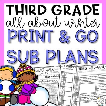 Preview of Third Grade January Emergency Sub Plans | Winter Substitute Plans for 3rd
