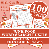 (6th, 7th... up to 12th Grade) Junk Food Word Search Puzzl
