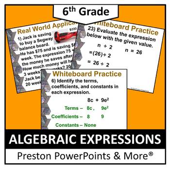 Preview of (6th) Algebraic Expressions in a PowerPoint Presentation