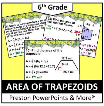 Preview of (6th) Area of Trapezoids and Area of Composite Figures PowerPoint Presentation