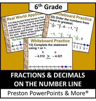 Preview of (6th) Fractions and Decimals on a Number Line in a PowerPoint Presentation